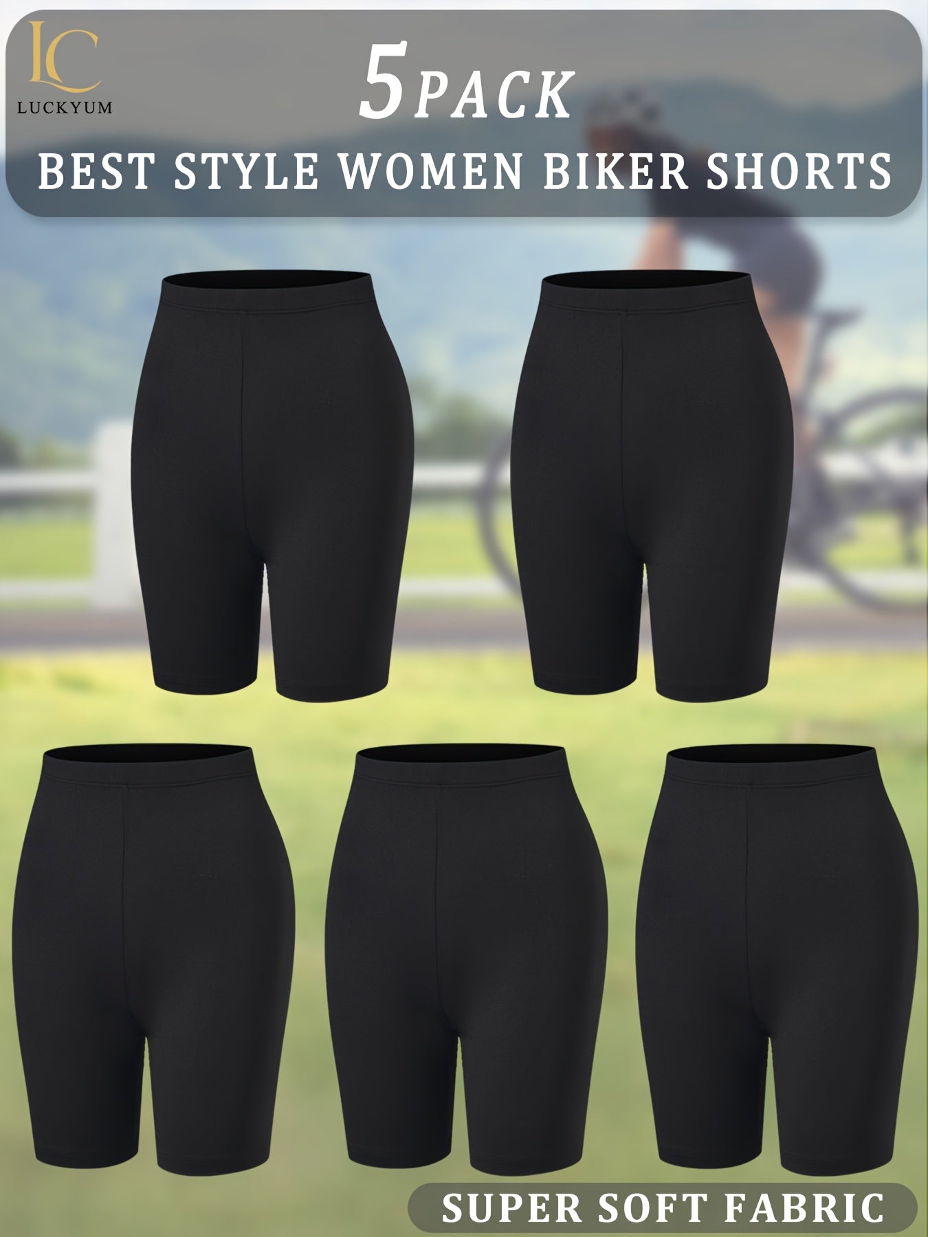 Women's 5-Pack High-Stretch Biker Shorts – Comfortable Workout &amp; Everyday Wear