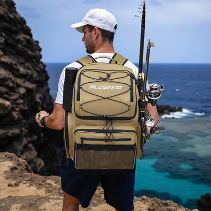 45L Large Capacity Fishing Gear Bag with Rod Holder – Multi-Compartment Outdoor Bag