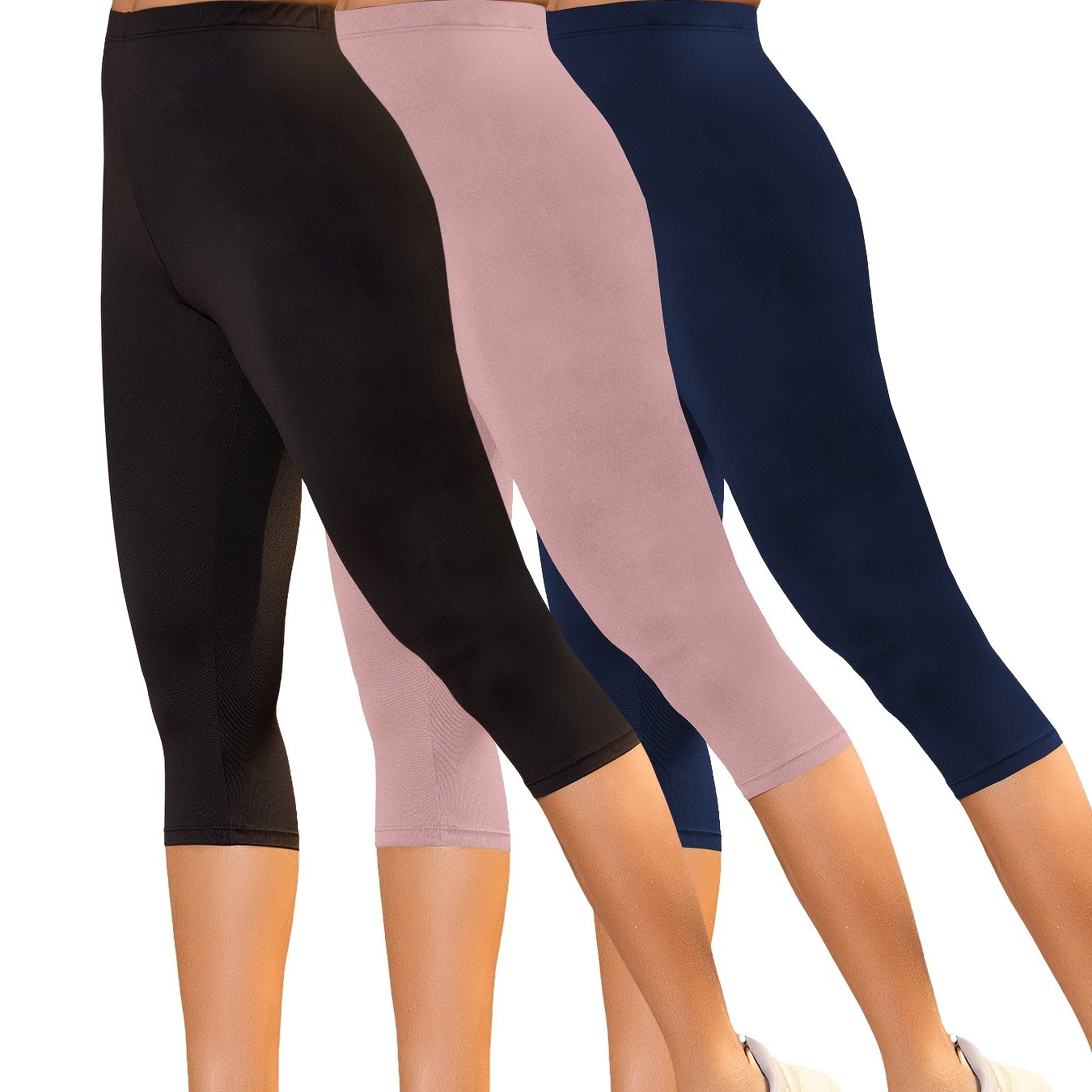 3-Pack Women's High-Stretch Capri Leggings