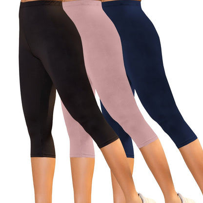 3-Pack Women's High-Stretch Capri Leggings