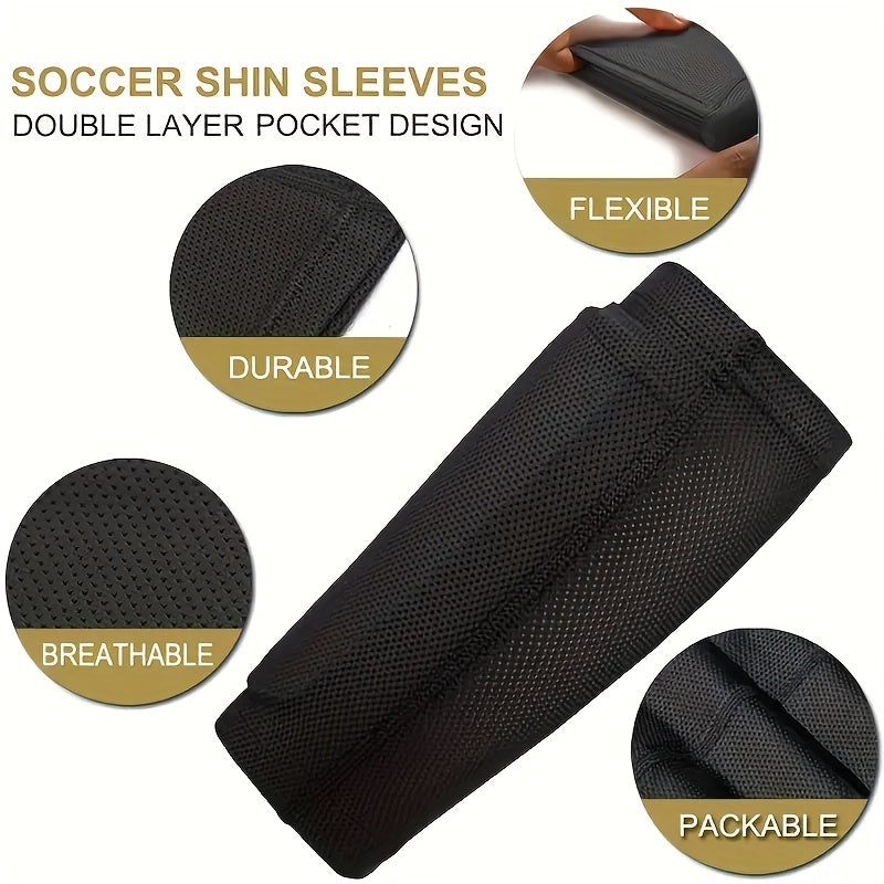 4-Piece Soccer Shin Guard Set with Compression Sleeves and Leg Straps