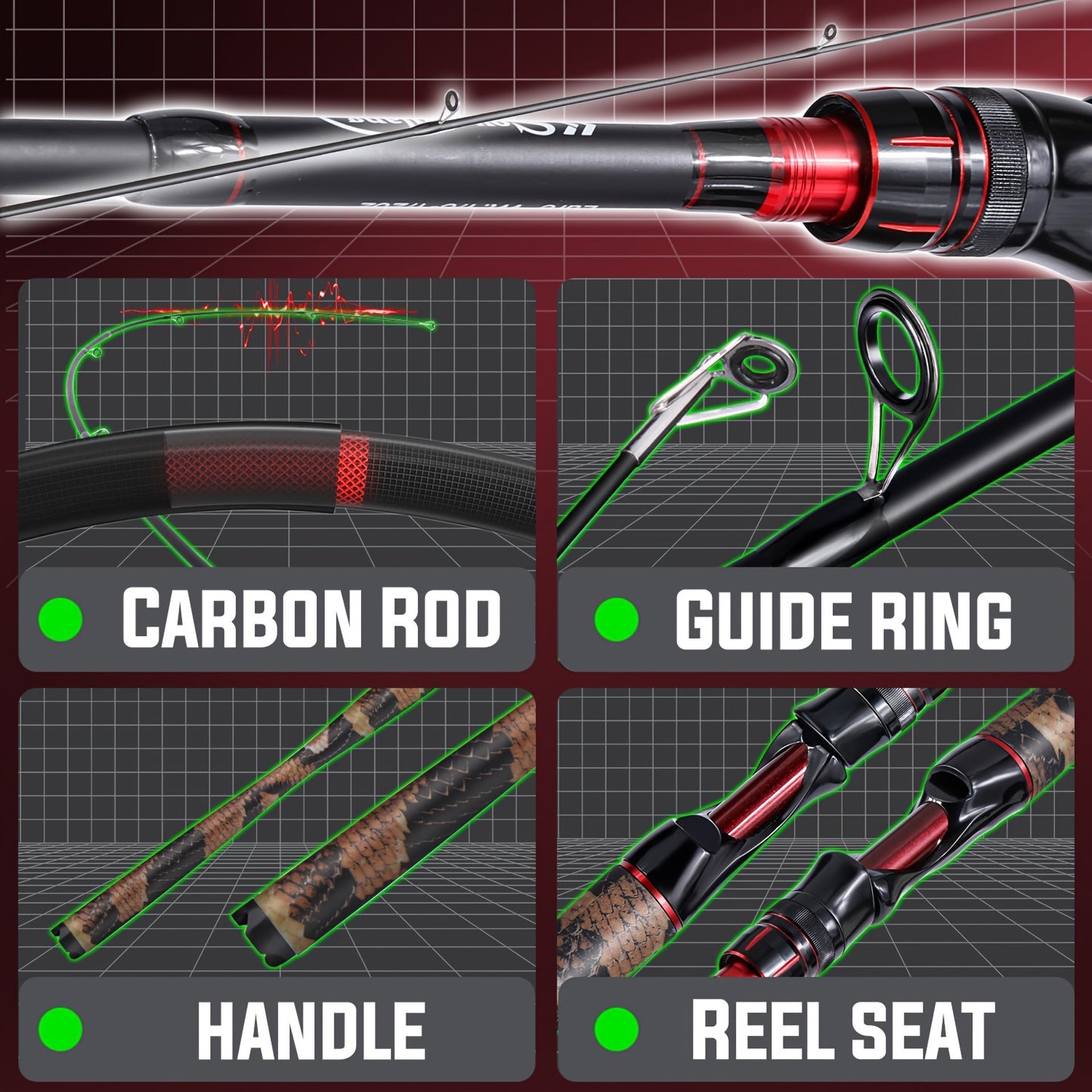 4-Section Carbon Fiber Fishing Rod & Spincast Reel Combo Set – 100m Line, Lures & Tackle