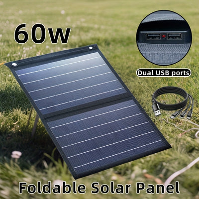 60W Foldable Solar Panel Charger with Dual USB Ports
