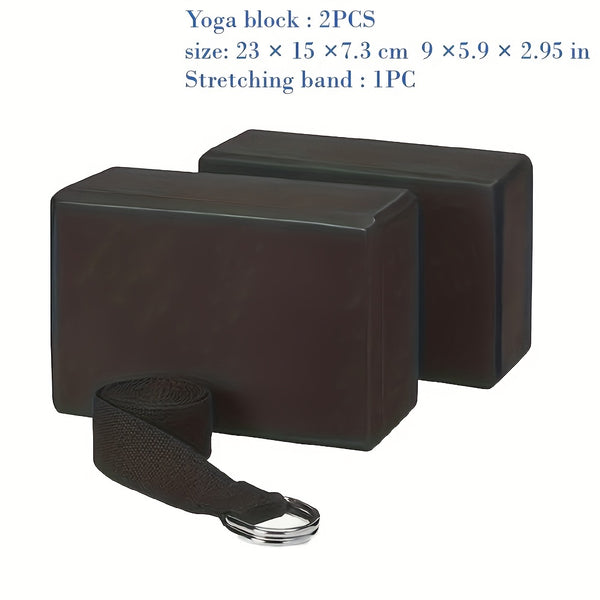3-in-1 Yoga Brick and Strap Set – Complete Support for Yoga and Pilates