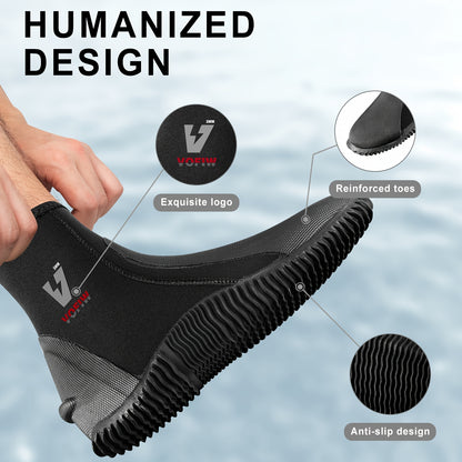 3mm Neoprene High-Top Diving Shoes – Side Zipper & Non-Slip Rubber Sole – Unisex