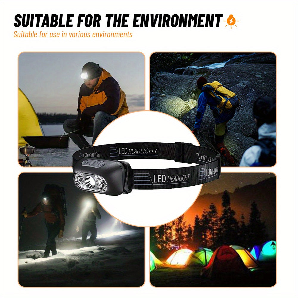 2-Pack Rechargeable LED Camping Headlamps with Adjustable Angle