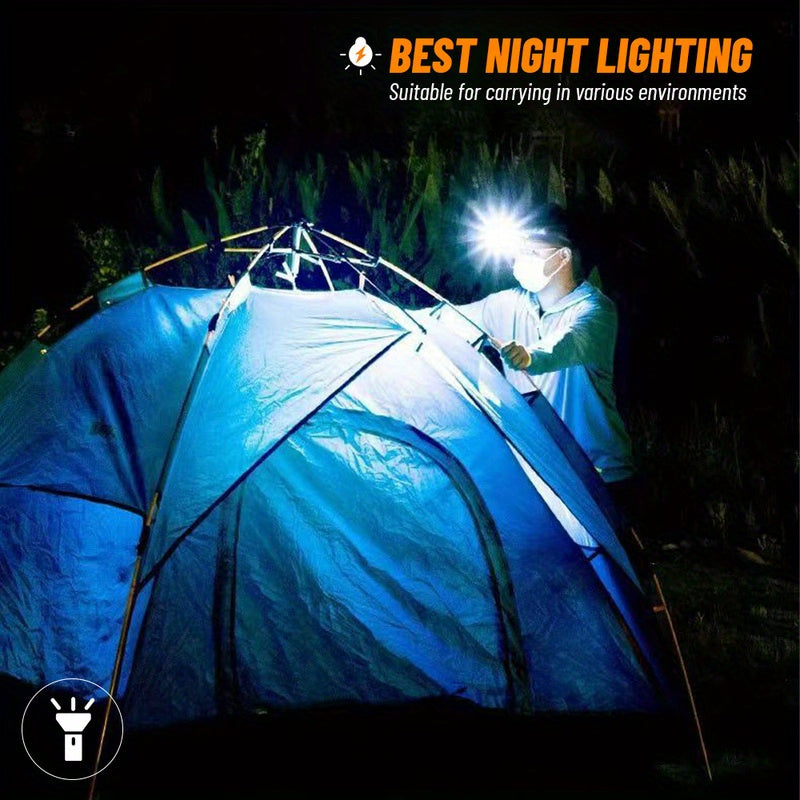 2-Pack Rechargeable LED Camping Headlamps with Adjustable Angle
