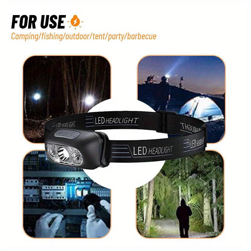 2-Pack Rechargeable LED Camping Headlamps with Adjustable Angle