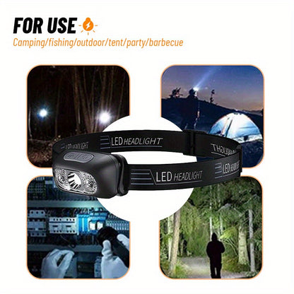 2-Pack Rechargeable LED Camping Headlamps with Adjustable Angle