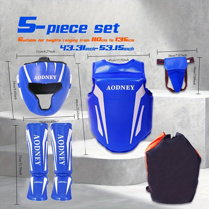 5-Piece Sanda & Boxing Protective Gear Set – Thick PU Training Protection