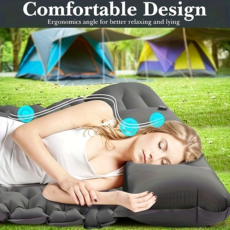 Double Camping Air Mattress with Pillow – Portable &amp; Comfortable Sleeping Pad