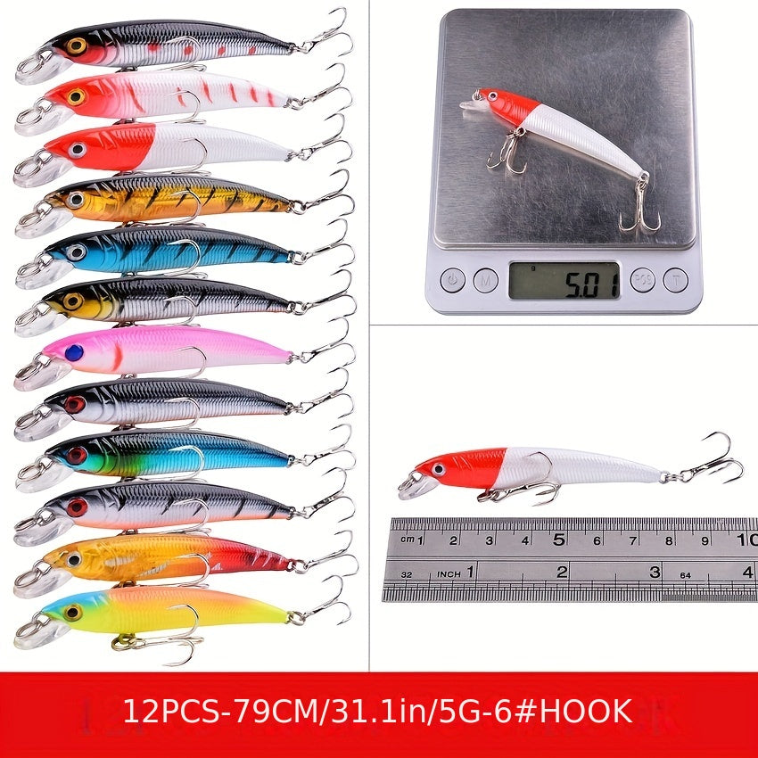 56-Piece Premium Minnow Fishing Lures Kit – Hard Bait Crank Set for Freshwater & Saltwater