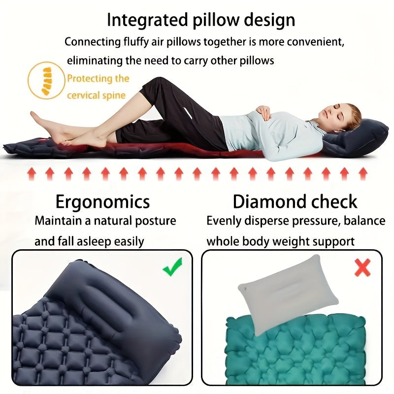 Double Camping Air Mattress with Pillow – Portable &amp; Comfortable Sleeping Pad