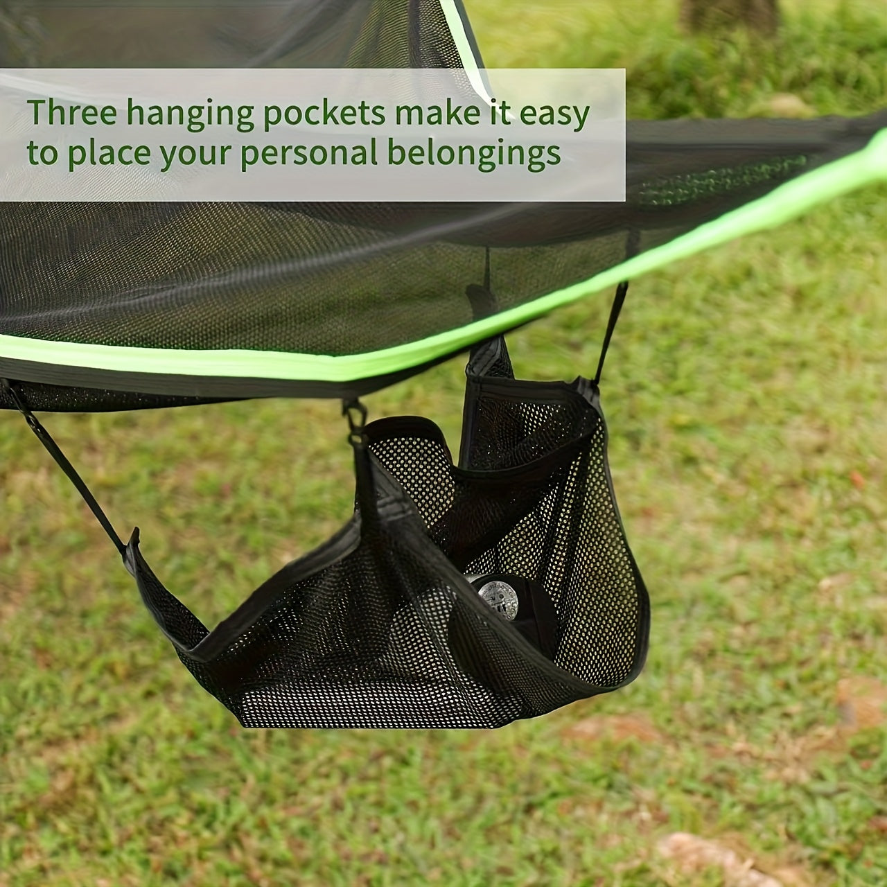 Multi-Person Triangular Hammock with Mesh Storage Bags