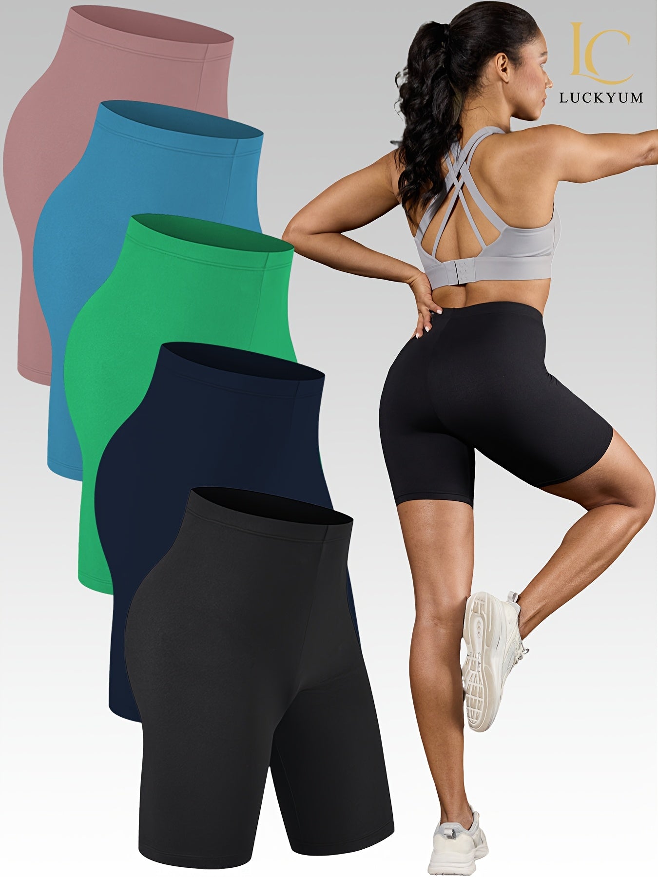 Women's 5-Pack High-Stretch Biker Shorts – Comfortable Workout &amp; Everyday Wear