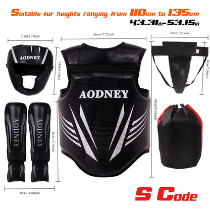 5-Piece Sanda & Boxing Protective Gear Set – Thick PU Training Protection