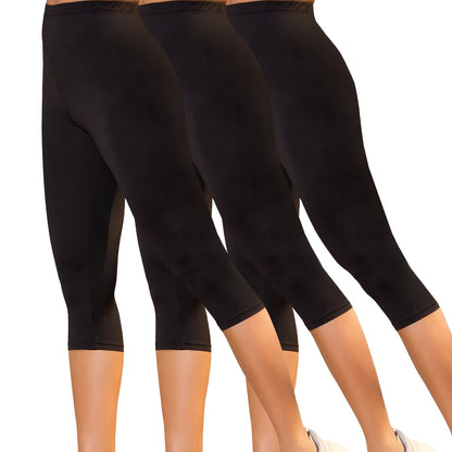 3-Pack Women's High-Stretch Capri Leggings