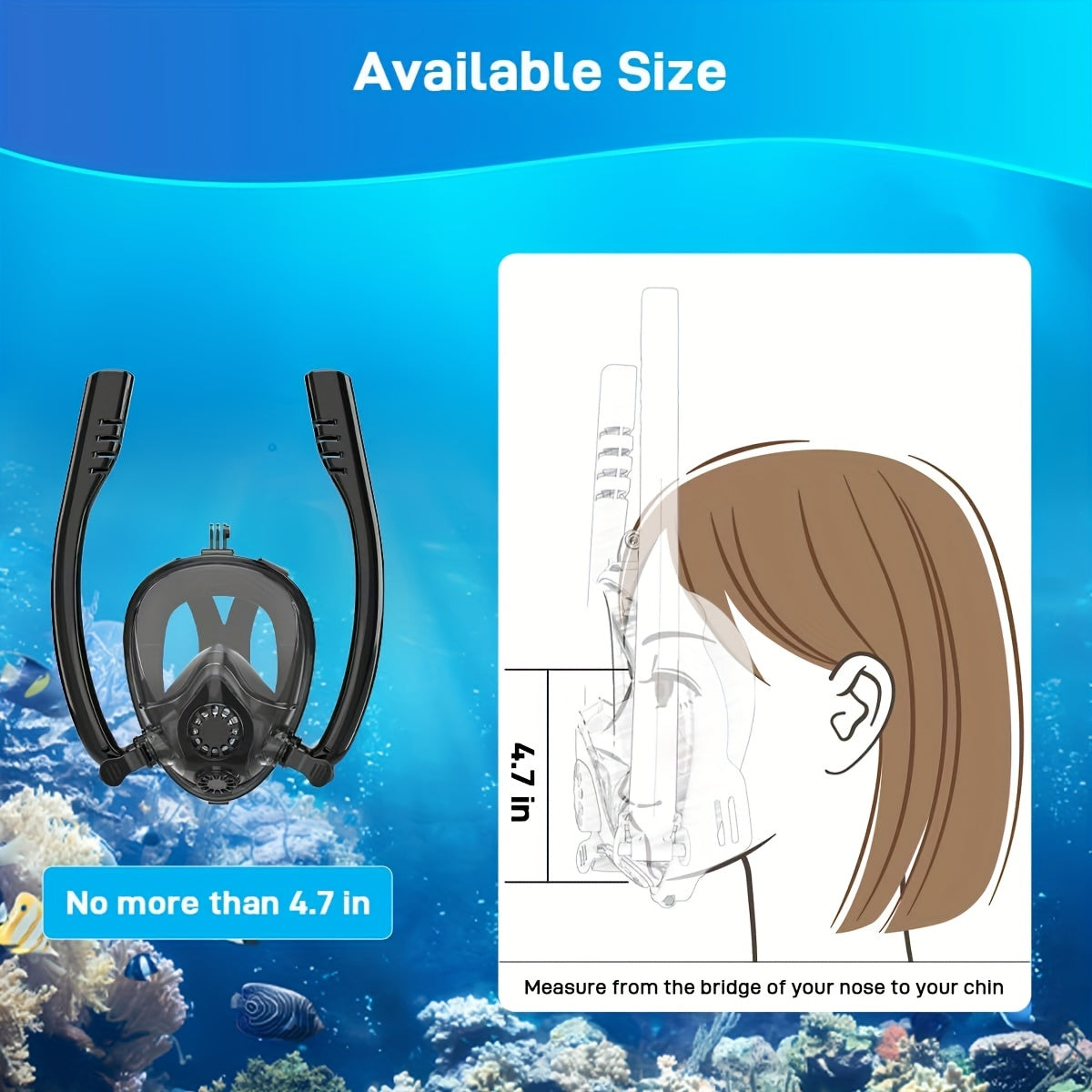 0.5L Portable Diving Tank & Full-Face Snorkel Mask Set – Underwater Breathing for 5-10 Minutes – Black