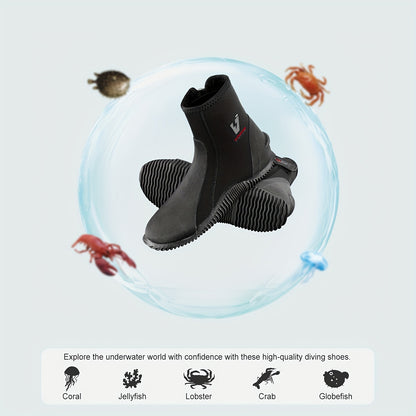 3mm Neoprene High-Top Diving Shoes – Side Zipper & Non-Slip Rubber Sole – Unisex