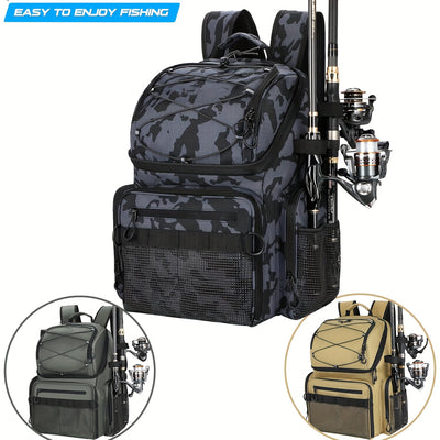 45L Large Capacity Fishing Gear Bag with Rod Holder – Multi-Compartment Outdoor Bag