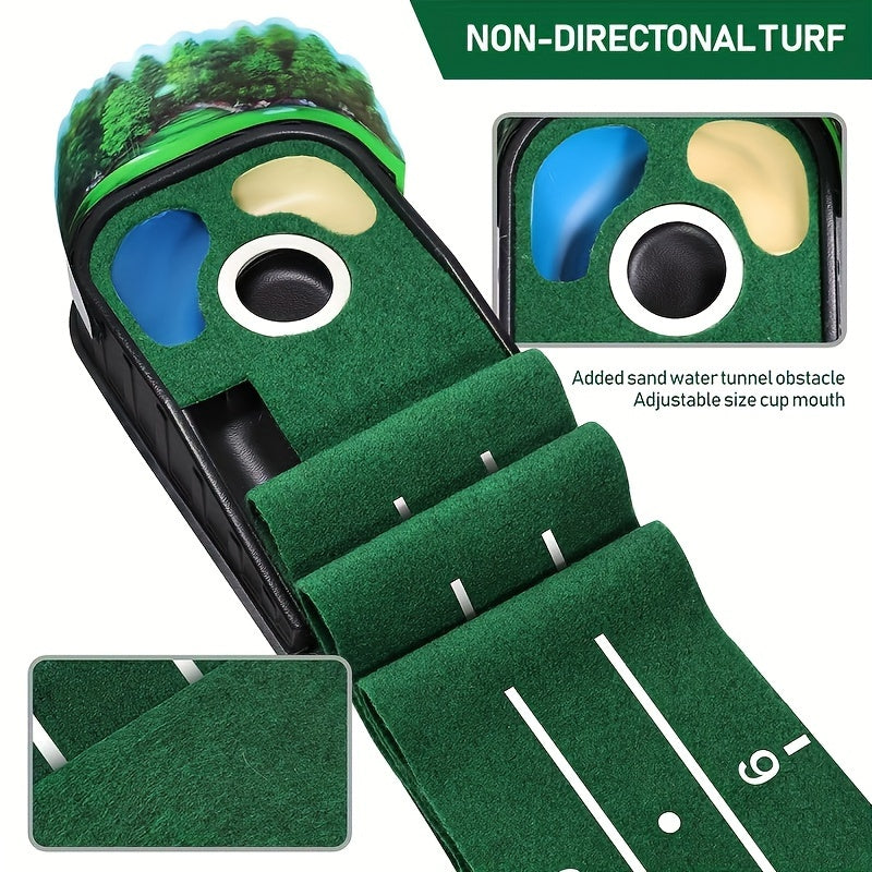3D Golf Putting Mat – 8ft Indoor Practice with Ball Return
