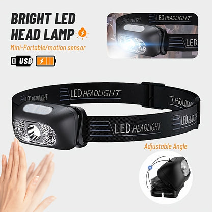 2-Pack Rechargeable LED Camping Headlamps with Adjustable Angle