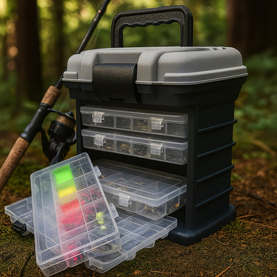 Heavy-Duty Stackable 4+1 Layer Clear Storage Box – Removable Dividers & Portable Handle