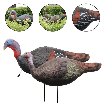 2PCS Realistic Turkey Decoys – Outdoor Hunting Decoy Set for Garden & Field Use