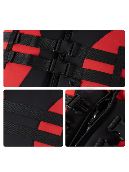 High-Performance Adjustable Buoyancy Vest – Black & Red, Breathable Summer Water Sports Vest