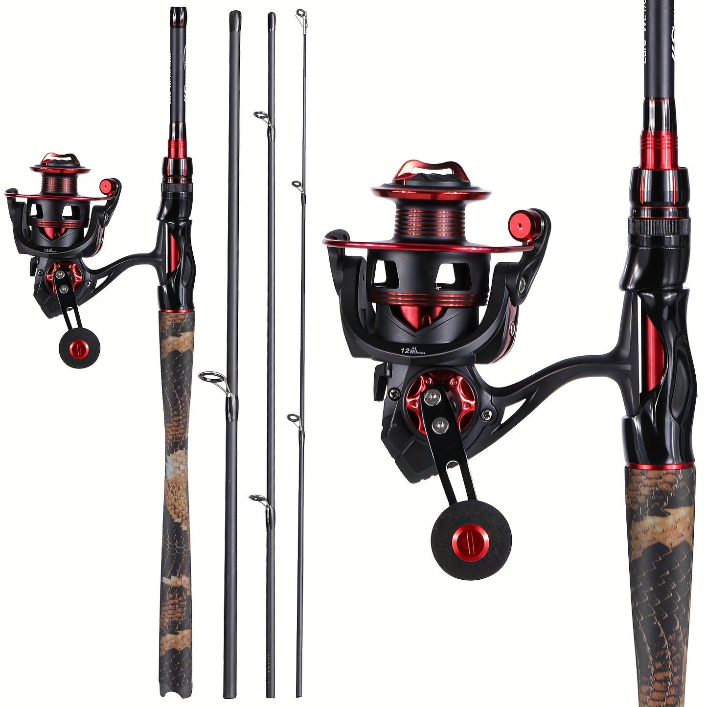 4-Section Carbon Fiber Fishing Rod & Spincast Reel Combo Set – 100m Line, Lures & Tackle