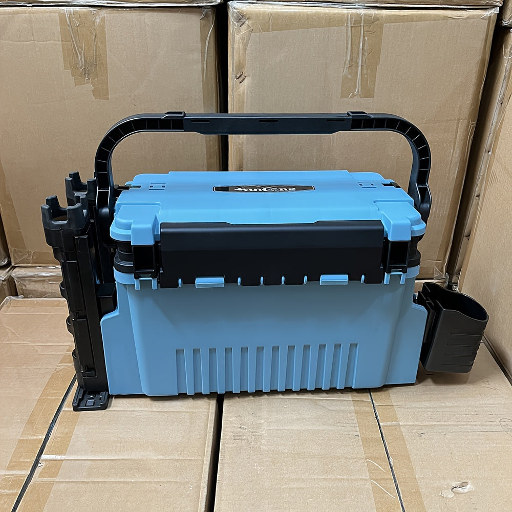 Deluxe Double-Layer Fishing Tackle Box – Waterproof, Sturdy ABS, Secure Lock Closure, Black