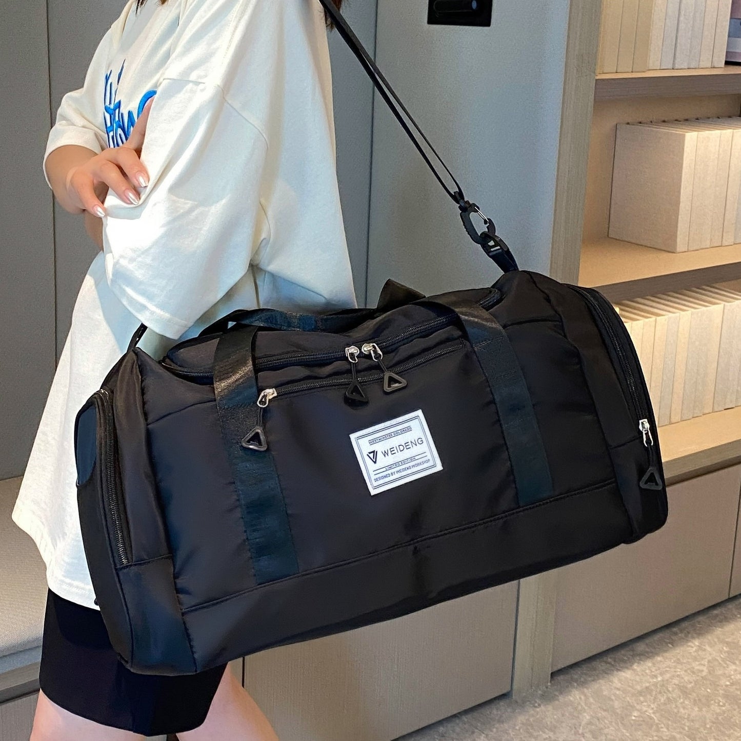 Portable Travel &amp; Fitness Bag with Shoe Compartment – Black