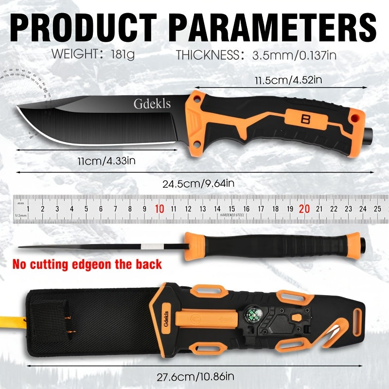 Ultra‑Sharp Outdoor Fixed Blade Survival Knife with Fire Starter, Sharpener & Multi‑Function Sheath