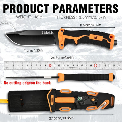 Ultra‑Sharp Outdoor Fixed Blade Survival Knife with Fire Starter, Sharpener & Multi‑Function Sheath