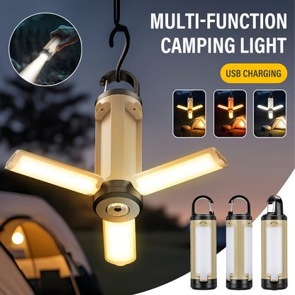 Rechargeable LED Folding Camping Light with 6 Modes and Battery Display