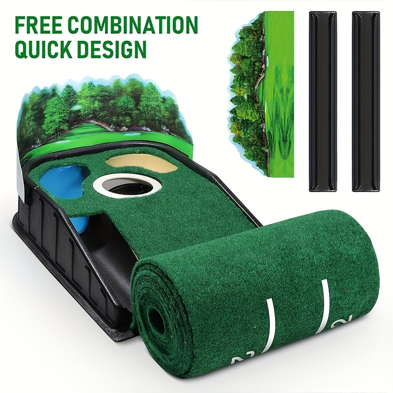 3D Golf Putting Mat – 8ft Indoor Practice with Ball Return