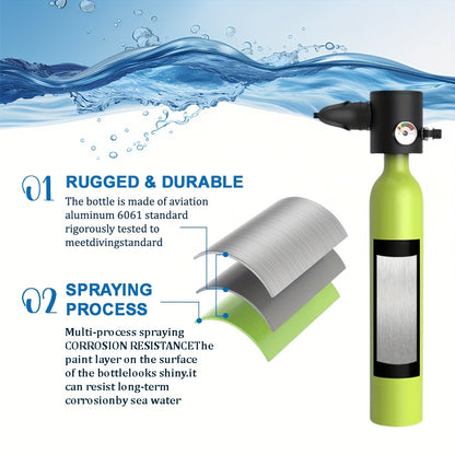 0.5L Portable Diving Tank & Full-Face Snorkel Mask Set – Underwater Breathing for 5-10 Minutes – Black