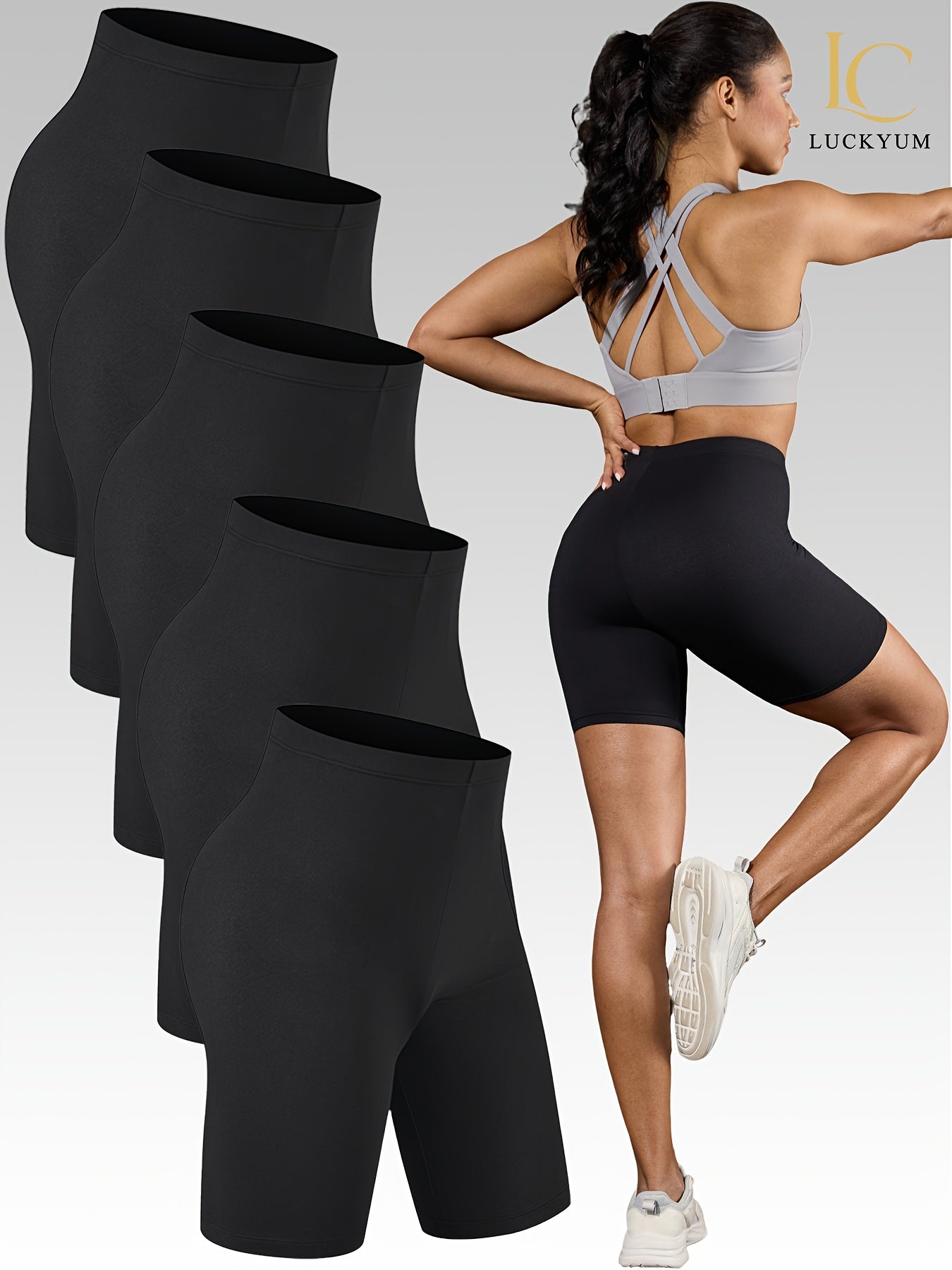 Women's 5-Pack High-Stretch Biker Shorts – Comfortable Workout &amp; Everyday Wear