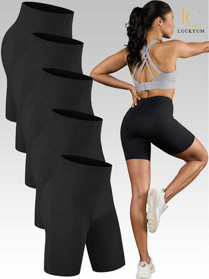 Women's 5-Pack High-Stretch Biker Shorts – Comfortable Workout &amp; Everyday Wear