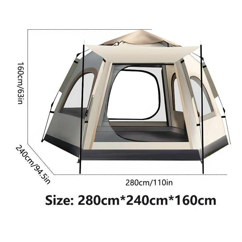 Hexagonal Portable Outdoor Tent for 3–6 People – Lightweight Sun and Wind Shelter