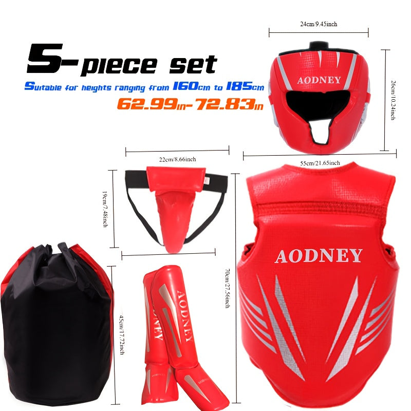 5-Piece Sanda & Boxing Protective Gear Set – Thick PU Training Protection