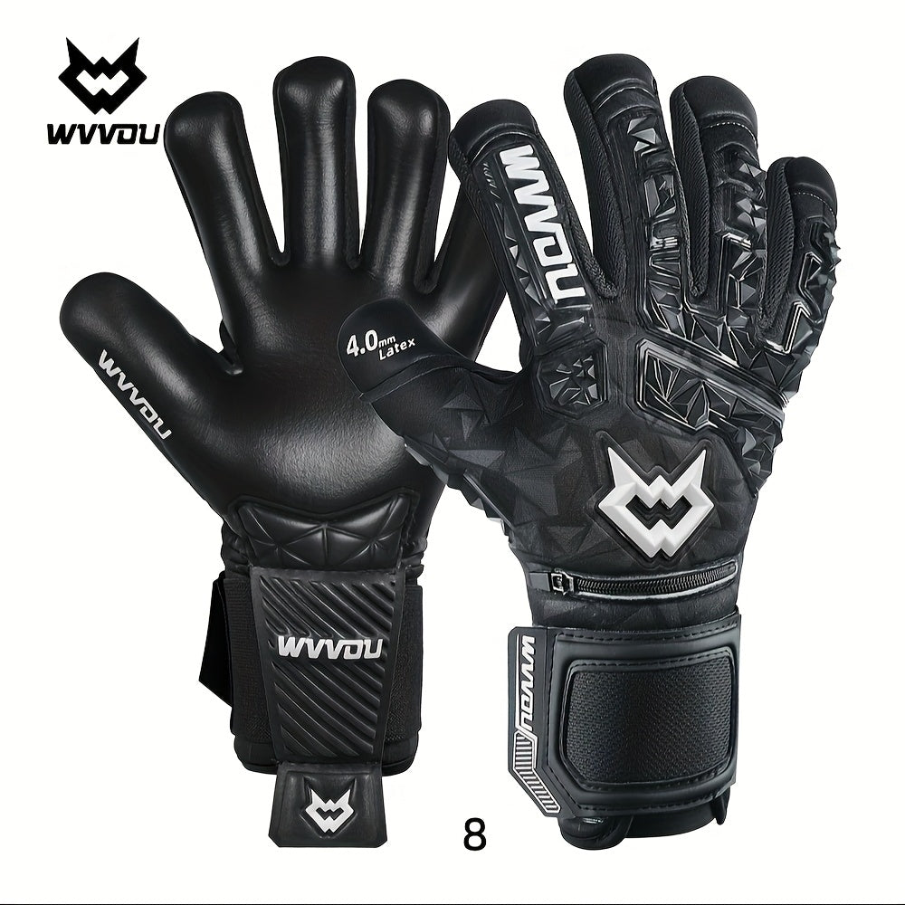 Adult Football Goalkeeper Gloves with Finger Protection and Sticky Latex Grip