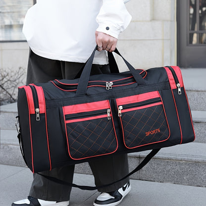 Extra-Large Travel Duffel Bag with Multi-Pocket Design – Red, Blue, Black