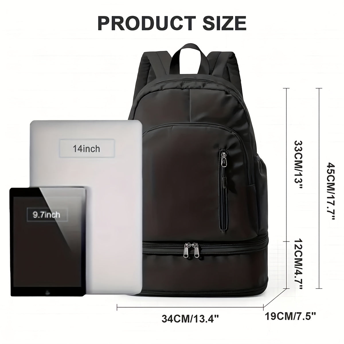 Stylish Black Backpack with Shoe Compartment