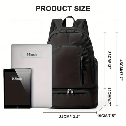 Stylish Black Backpack with Shoe Compartment