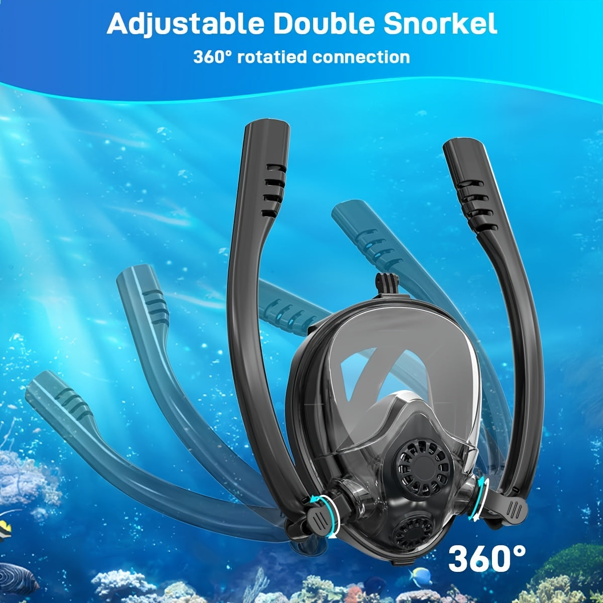 0.5L Portable Diving Tank & Full-Face Snorkel Mask Set – Underwater Breathing for 5-10 Minutes – Black
