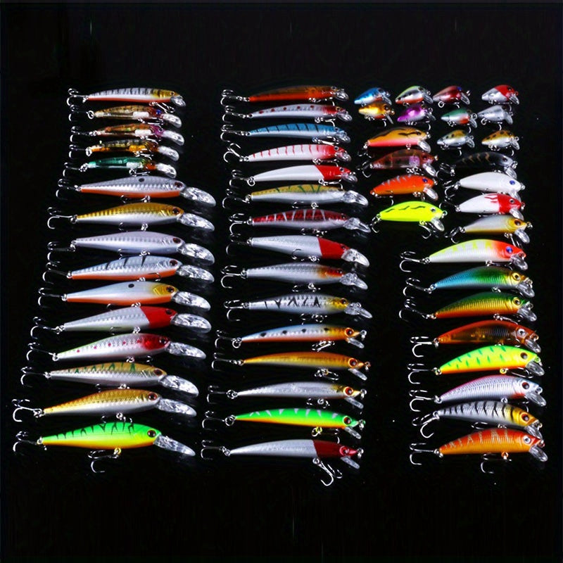 56-Piece Premium Minnow Fishing Lures Kit – Hard Bait Crank Set for Freshwater & Saltwater