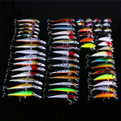 56-Piece Premium Minnow Fishing Lures Kit – Hard Bait Crank Set for Freshwater & Saltwater