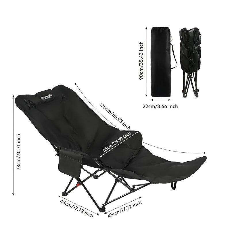 Adjustable Folding Camping Chair – Ergonomic 2-in-1 Lounge &amp; Footrest