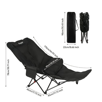 Adjustable Folding Camping Chair – Ergonomic 2-in-1 Lounge &amp; Footrest